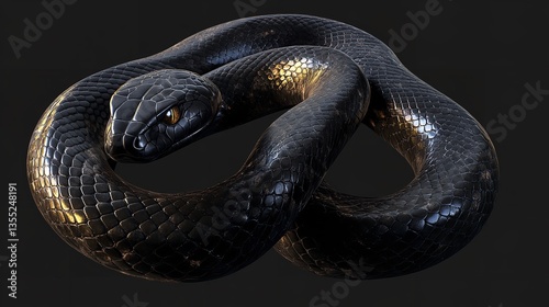 Black snake isolated on transparent background top view