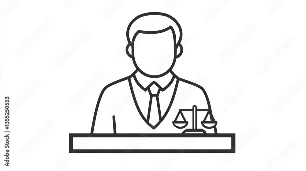 Judge with scales of justice, legal proceedings, courtroom scene, for legal infographic Judge with scales of justice, legal proceedings, courtroom scene, for legal infographic
