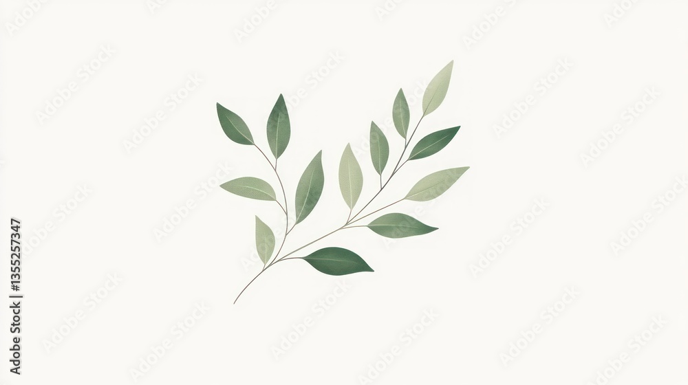 Fototapeta premium Elegant Green Leaf Branch Illustration for Design and Decorative Purposes