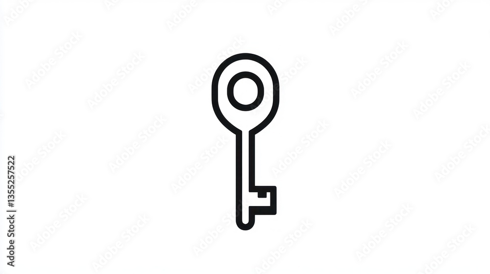 Simple key icon on white background Simple key icon on white background