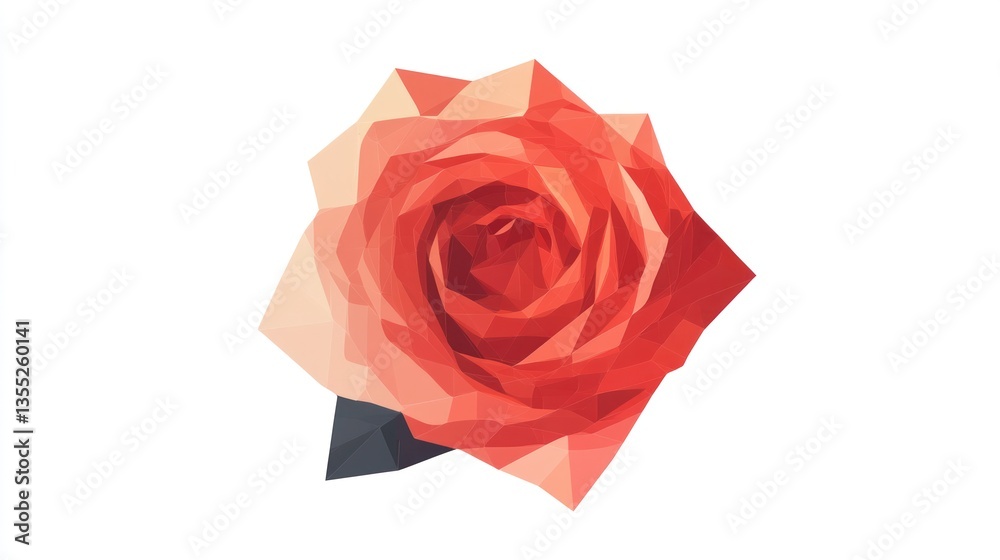 Geometric Rose Art Abstract Polygonal Design with Vibrant Red and Peach Tones for Creative Pro Geometric Rose Art Abstract Polygonal Design with Vibrant Red and Peach Tones for Creative Pro