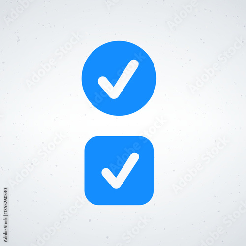 Blue Check Marks in Circle and Square