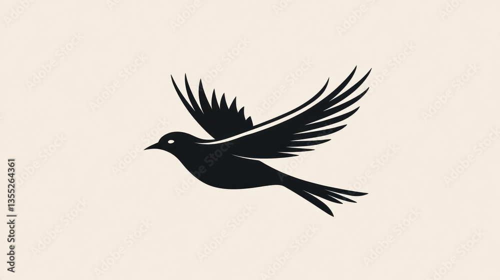 Fototapeta premium Silhouette of a Bird in Flight Minimalist Design for Nature and Freedom Themes