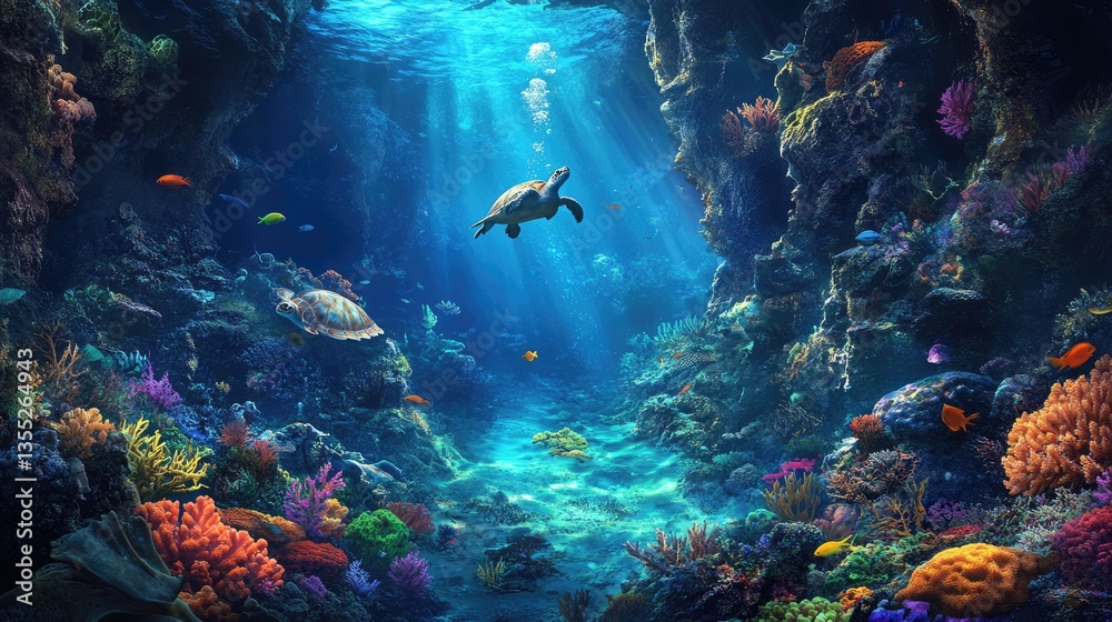 Fototapeta premium Ocean's Tranquility: A Vibrant Coral Reef's Underwater Paradise