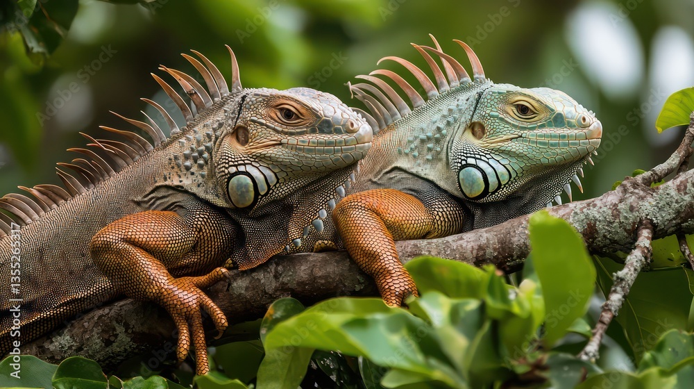 Iguanas on Branch Nature Image Iguanas on Branch Nature Image