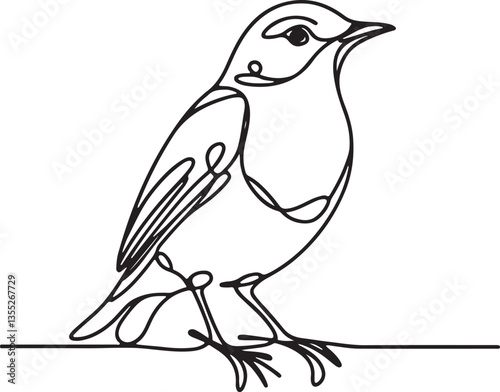 Thrush Bird Line Art – Clean and Simple Vector Illustration