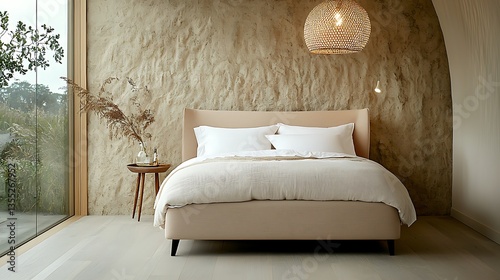Modern bedroom for coastal view, serene design.