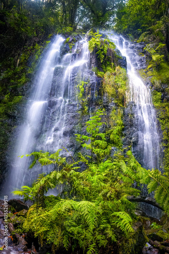 Madeira waterfall on a hiking route portugal 