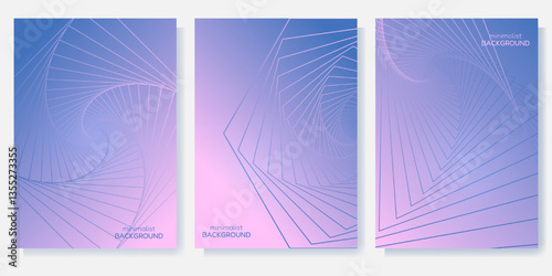 Vector set of poster backgrounds with abstract linear shapes.