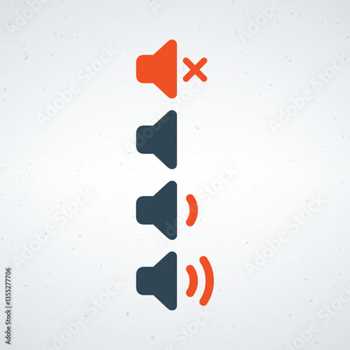 Volume Control Icons with Mute and Sound Levels