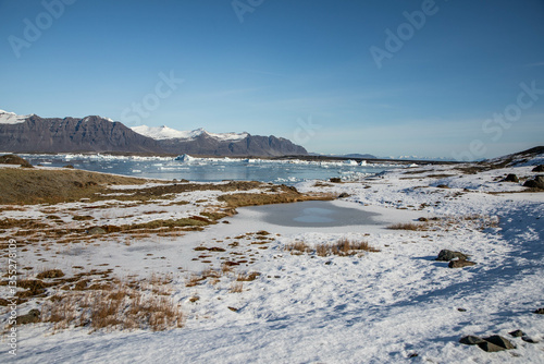 panorama of in Jökulsárlón, the glacier lagoon in Iceland