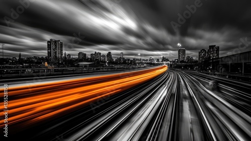 Urban Velocity: A Nighttime Cityscape with Motion Blur