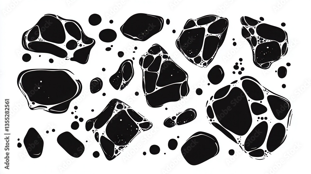 Fototapeta premium Abstract Ink Blots with Splashes, and and Stains Set.