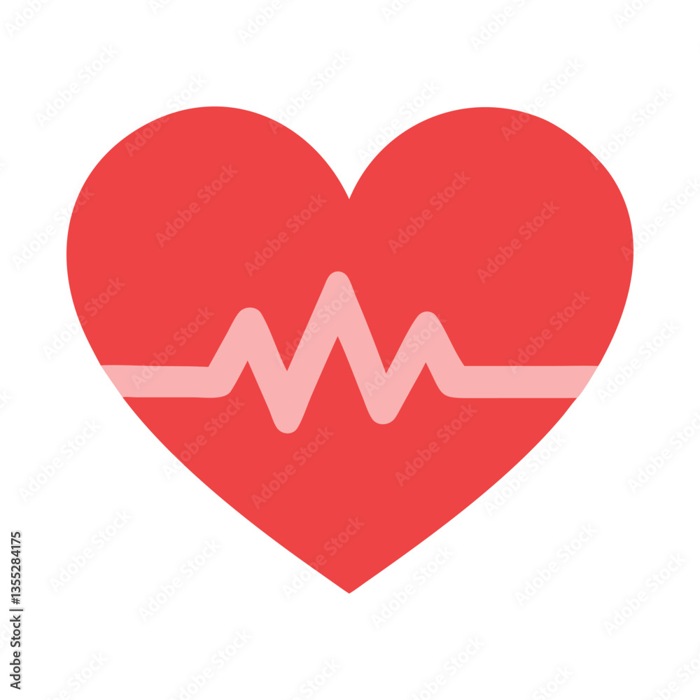 Heart Health Icon – Red Heart with ECG Line for Wellness Campaigns Heart Health Icon – Red Heart with ECG Line for Wellness Campaigns