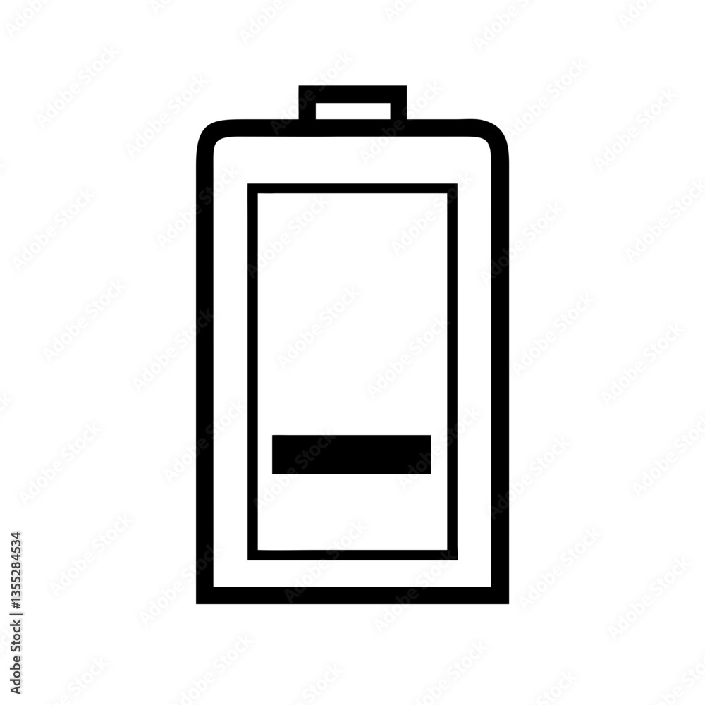 Battery icon outline representing low charge status Battery icon outline representing low charge status