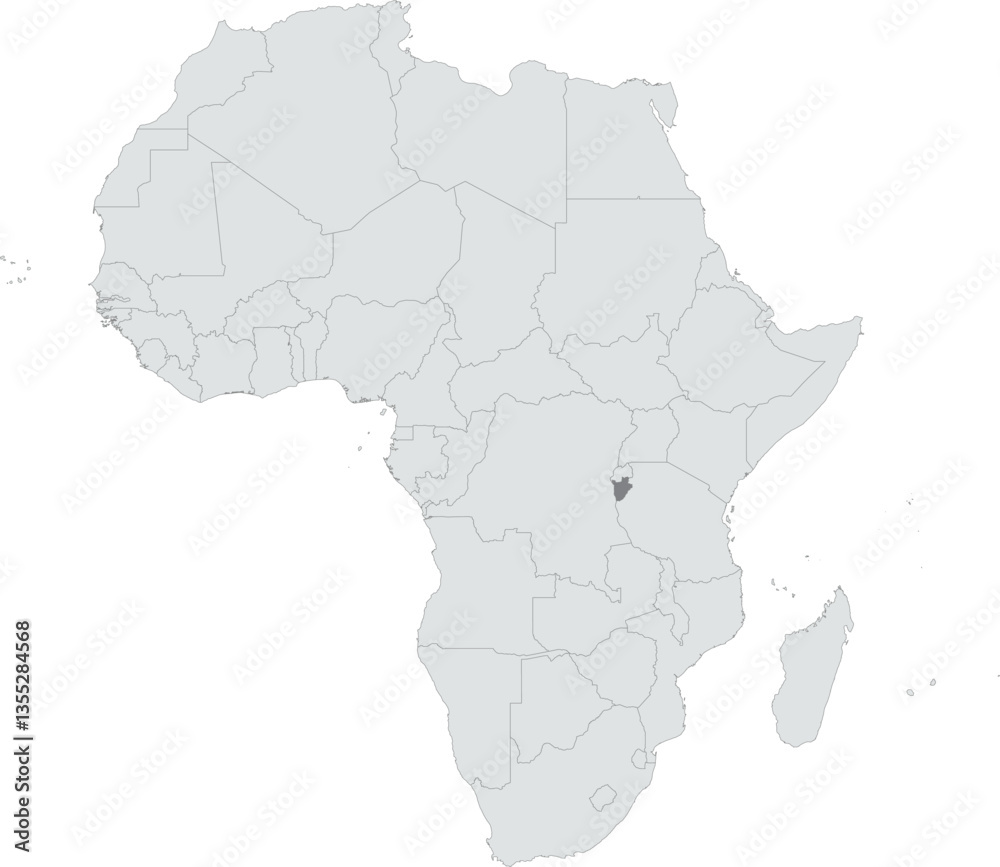 Fototapeta premium Detailed national location map of BURUNDI within the great continent of Africa