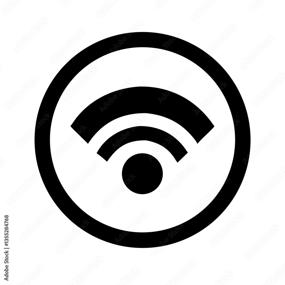 Wi-Fi symbol in black and white for technology and connectivity Wi-Fi symbol in black and white for technology and connectivity