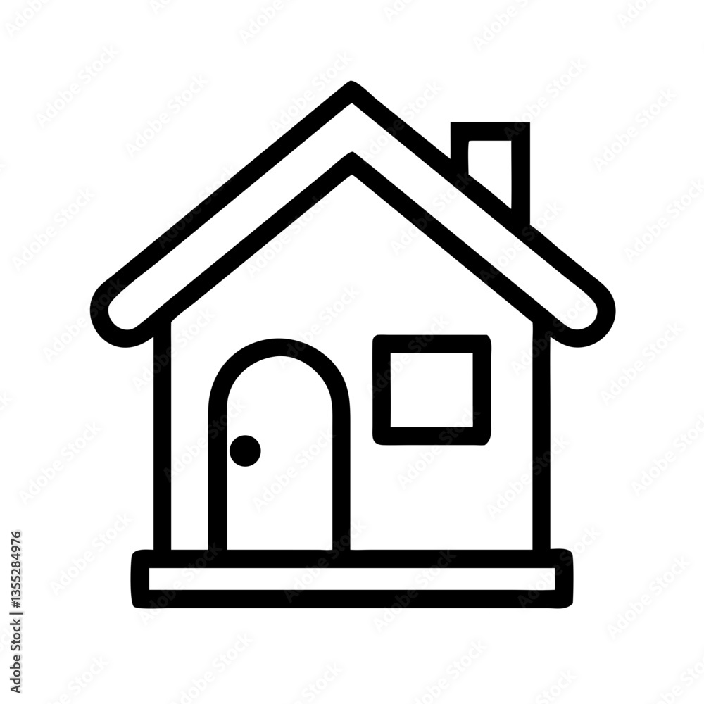 Simple Outline of a House Icon on White Background  