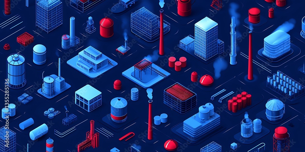 Industrial City Isometric Pattern. Industrial City Isometric Pattern.