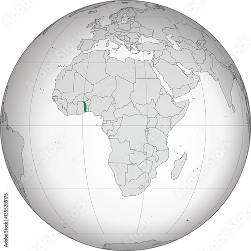 Detailed national location map of TOGO within the great continent of Africa