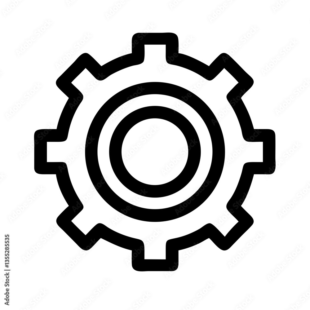 Gear icon symbolizing industry and technology in black outline Gear icon symbolizing industry and technology in black outline