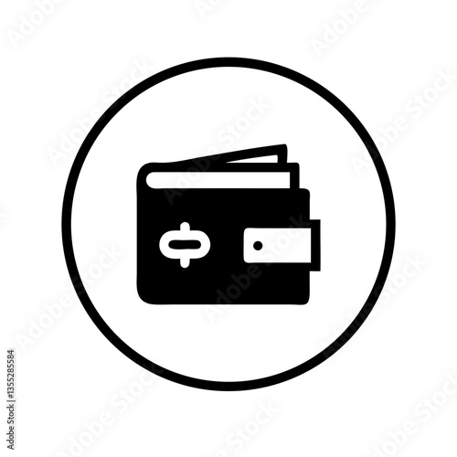 Wallet icon in minimalistic style against a circular background  