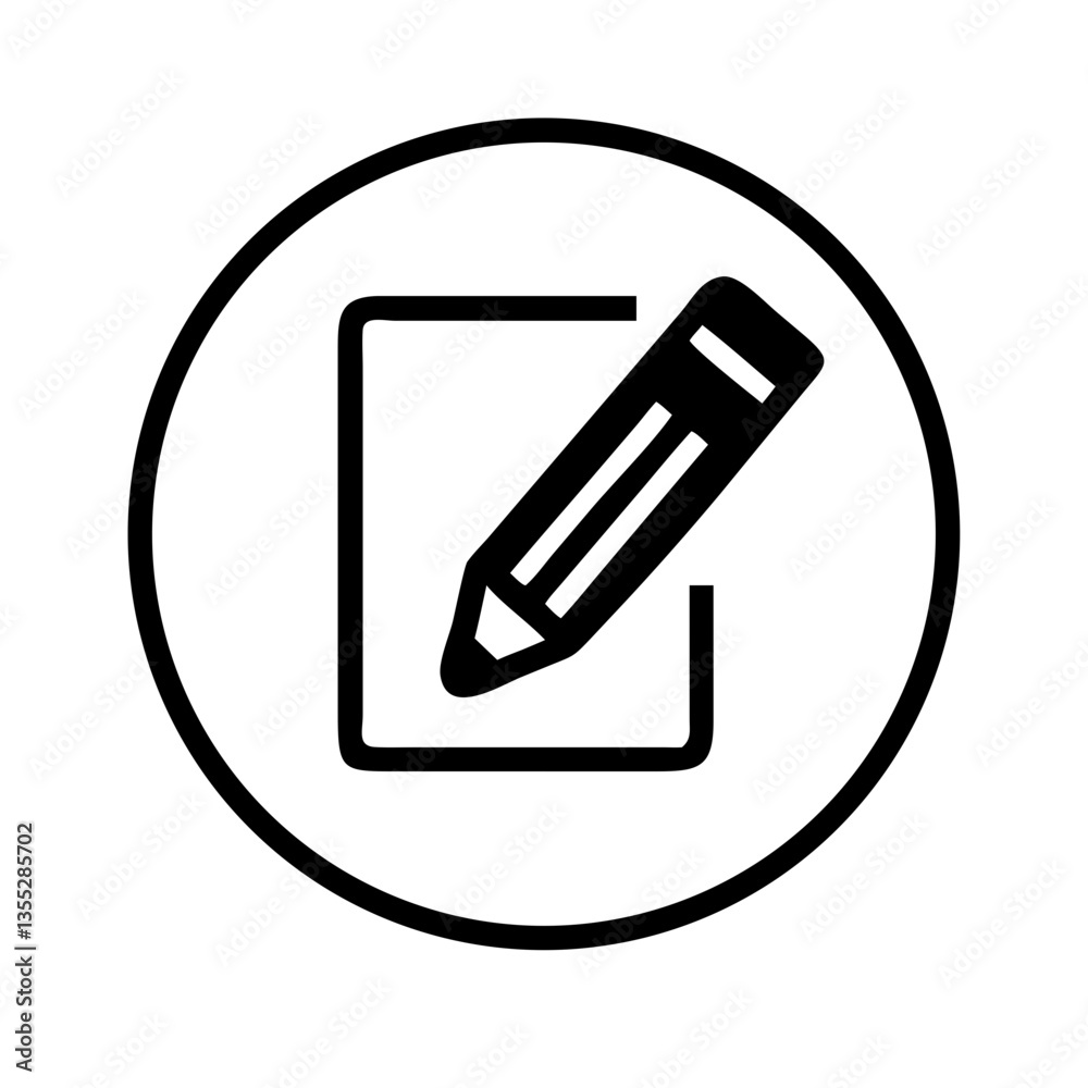 Icon of pencil sketching on paper in minimalist style Icon of pencil sketching on paper in minimalist style