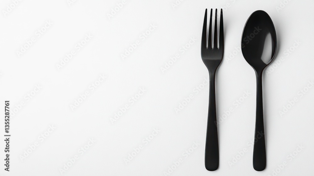 black fork and spoon isolated on white background black fork and spoon isolated on white background