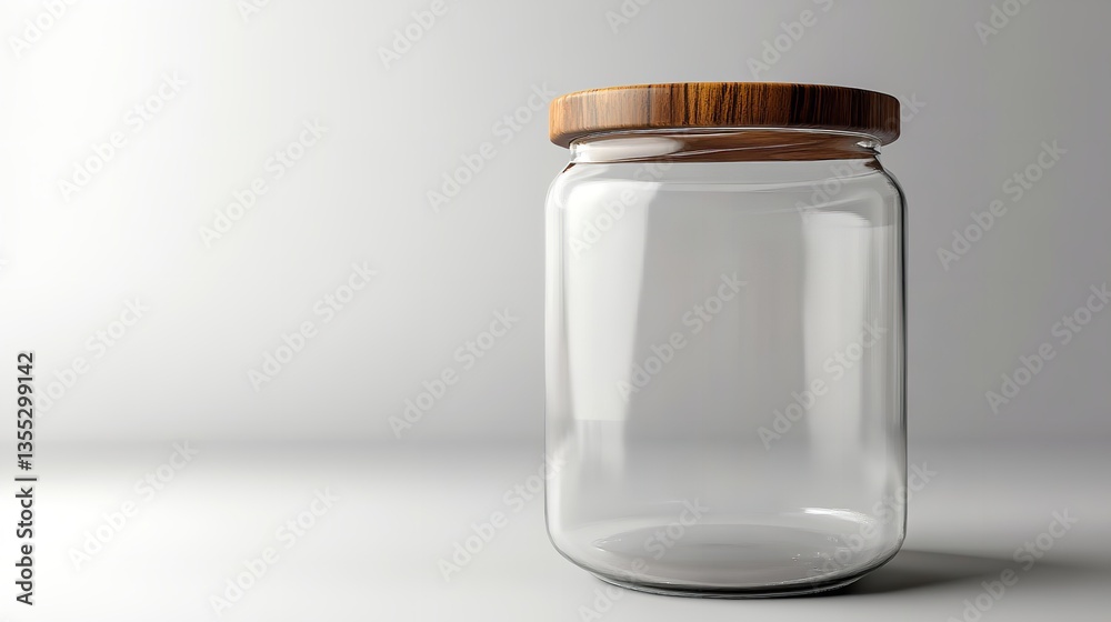 Empty glass jar with wooden lid isolated on transparent background Empty glass jar with wooden lid isolated on transparent background
