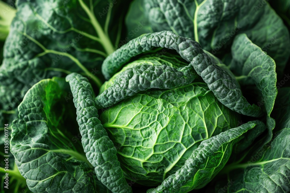Obraz premium Vibrant Organic Collard Greens Bunches Fresh from the Farm - A Healthy Addition to Your Diet