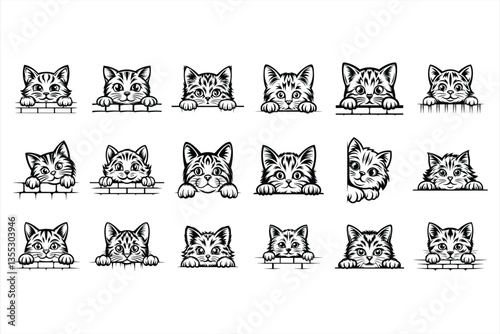 Peeking American Shorthair cat SVG Bundle