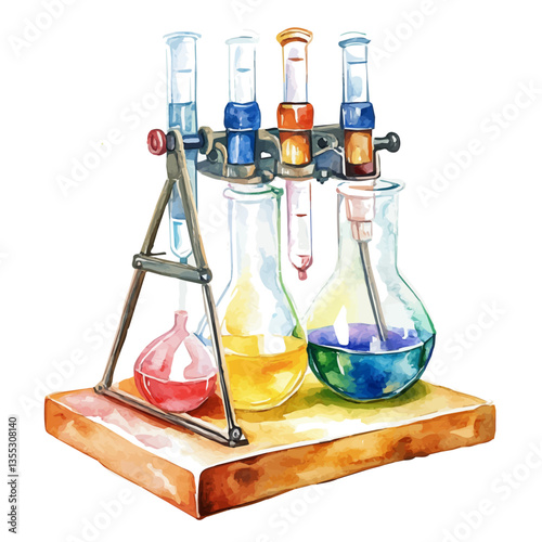 watercolor of Lab Pump, isolated on a white background.