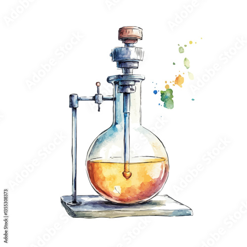 watercolor of Lab Pump, isolated on a white background.
