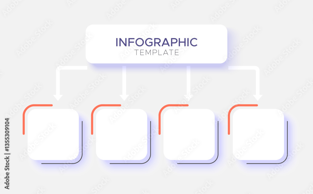 Infographics with square options, bright gradient and forms Infographics with square options, bright gradient and forms