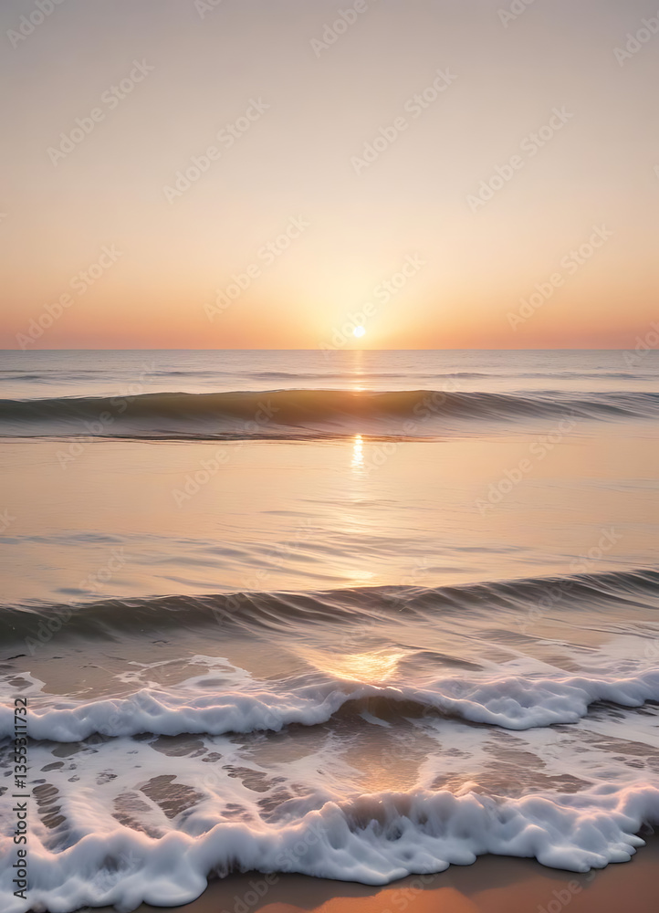 Fototapeta premium Sunset Over the Ocean with Gentle Waves