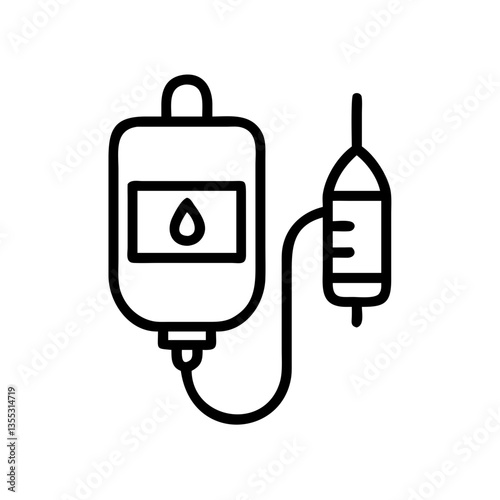 Serum Dropper and IV Bag Icon Illustration  