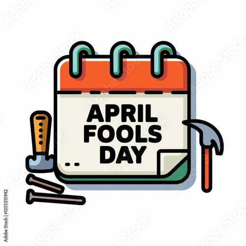Vector April Fools Day Calendar Icon. A cute calendar icon in celebration of April Fools Day.illustration on white background.
