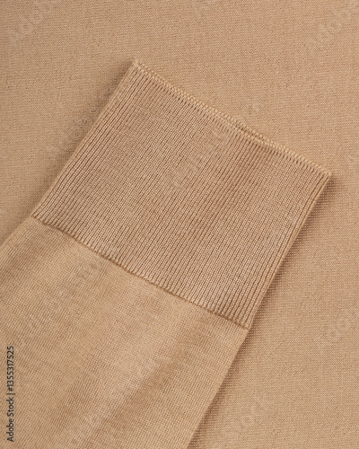 Close-Up of beige Wool Turtleneck Sleeve Cuff
