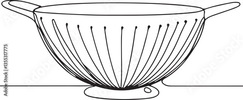 Colander Vector Art in Simple Line Drawing Style