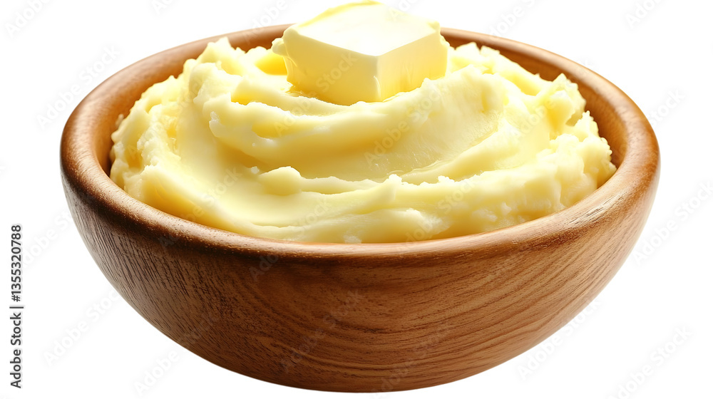 Mashed Potatoes with Butter in Wooden Bowl Creamy Food Photography Delicious Dish Mashed Potatoes with Butter in Wooden Bowl Creamy Food Photography Delicious Dish