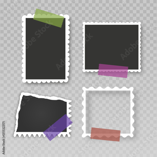 Retro photo frames Vintage paper picture frame Realistic blank photo card frame Vector Format