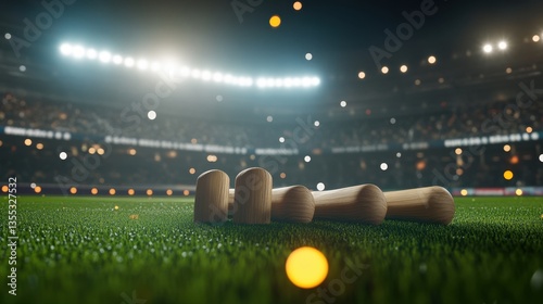 Cricket Wickets Fallen Stadium Drama Under Lights.