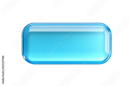 Bright Blue Glass Button with Transparent Background, PNG