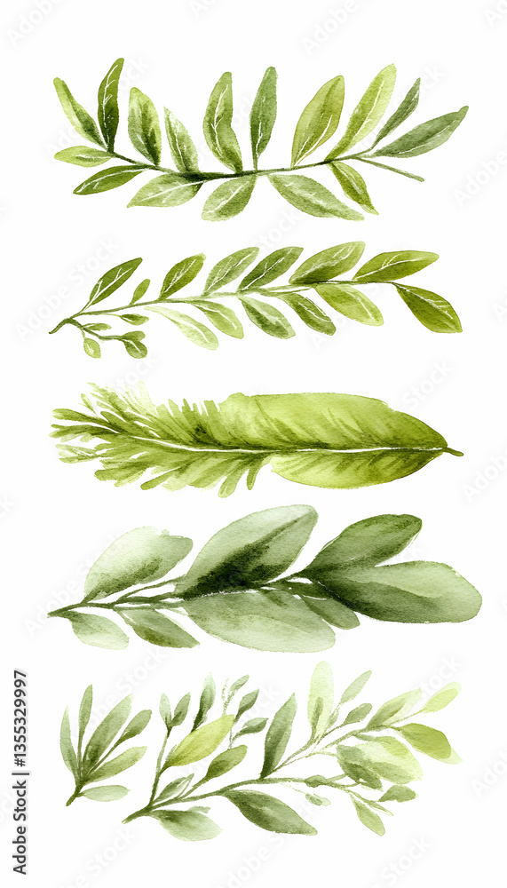 Obraz premium Watercolor Botanical Leaf Arrangement