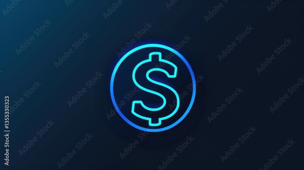 Glowing Dollar Sign Icon on Dark Background for Finance and Economy Concepts Glowing Dollar Sign Icon on Dark Background for Finance and Economy Concepts