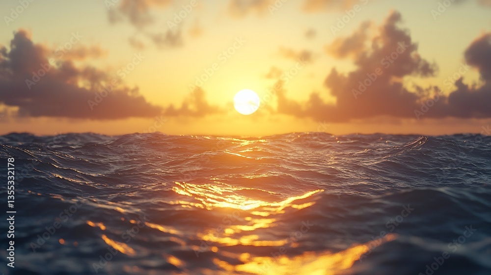 Obraz premium Vibrant sunset over a calm ocean.