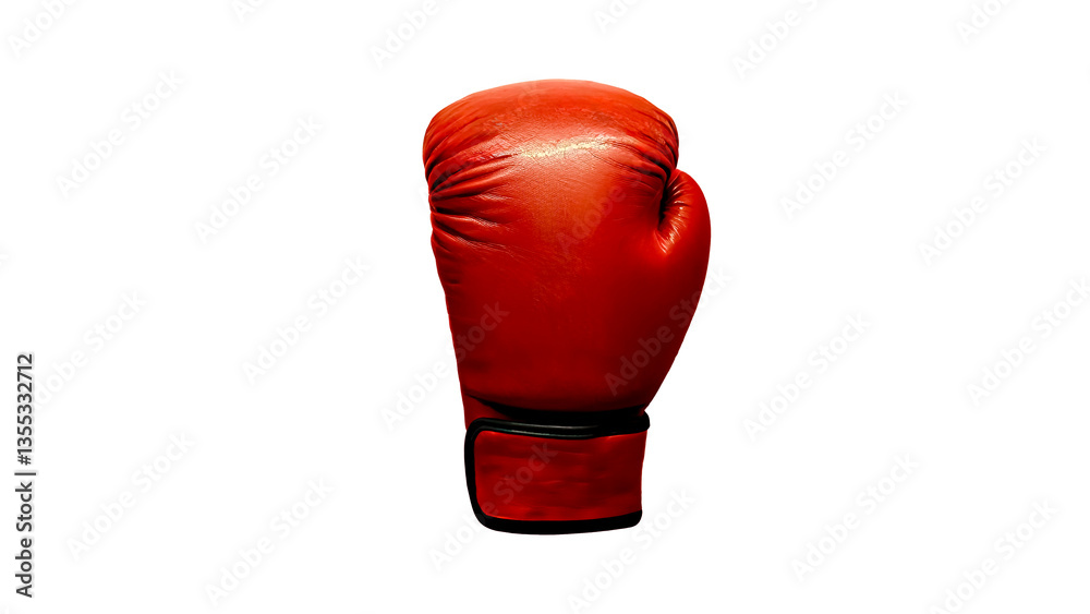 Red Boxing Glove on White Background. Boxing Power, Sports Competition, Athletic Strength