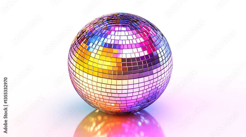Obraz premium Sparkling Disco Ball Reflecting Colorful Lights Party Vibes