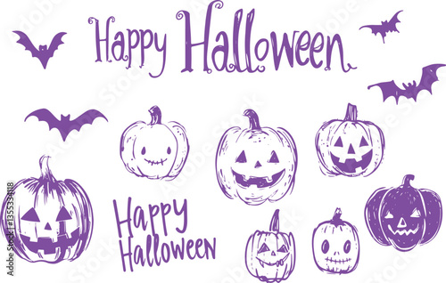 set of halloween drawings
