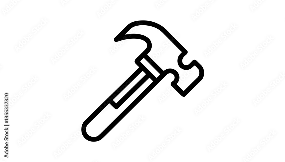 Simple line icon of a hammer on a transparent background Simple line icon of a hammer on a transparent background
